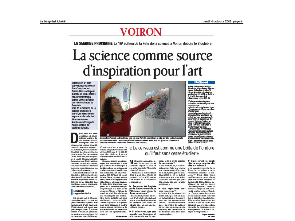 Article dans Dauphiné Libéré du 04 Octobre 2012